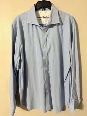 Robert Graham Blue & White Button Down Shirt Modern American Sz 2XL